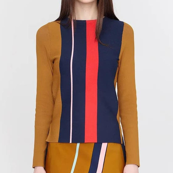 Apiece Apart Colorblock Striped Knit Long Sleeve Sweater Medium - Picture 8 of 8